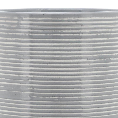 10" Round Striped Ceramic Planter On Stand N28705