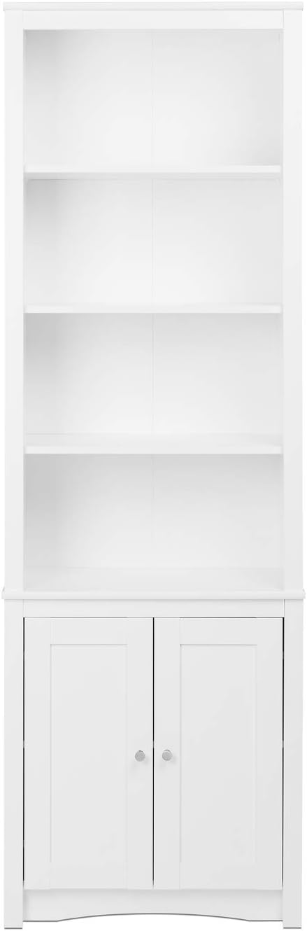 White Tall Bookcase with 2 Doors E436