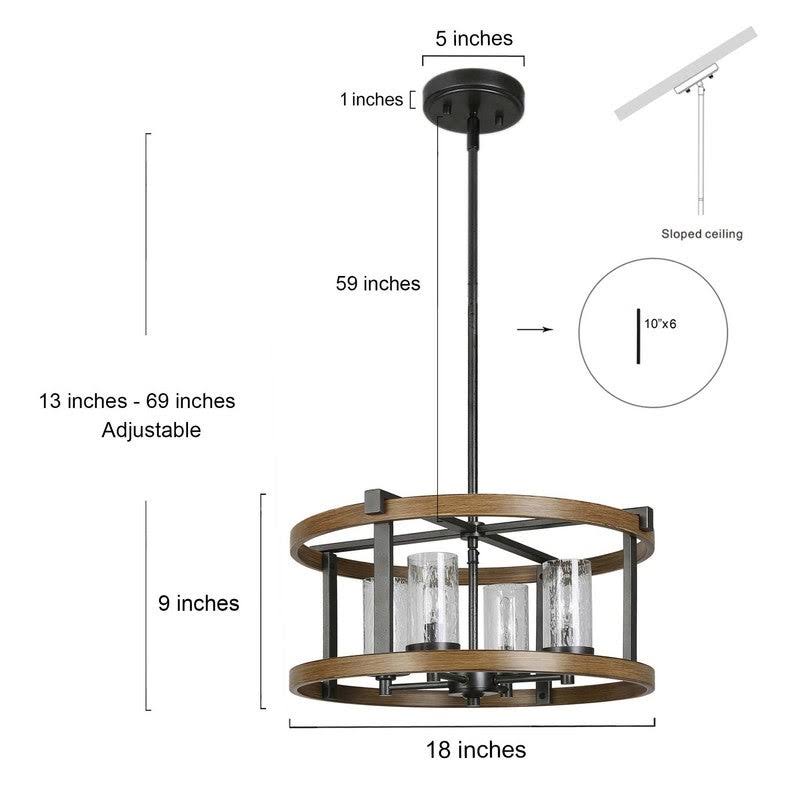 4-Light Wagon Wheel Chandelier Seeded Glass W945