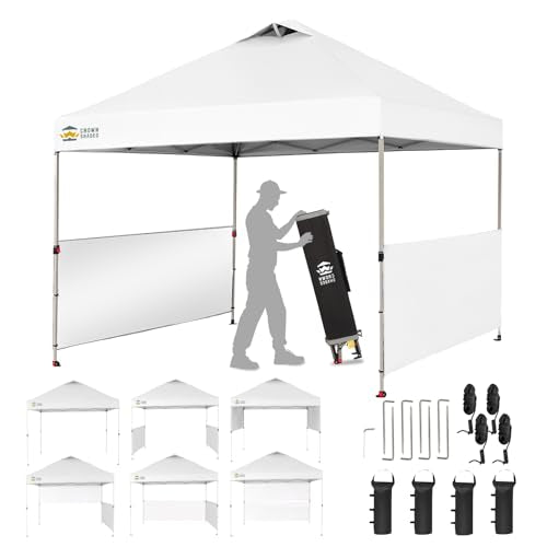 10x10 Pop up Canopy Tent with 2 Half Sidewalls and STO 'N Go Bag F582233
