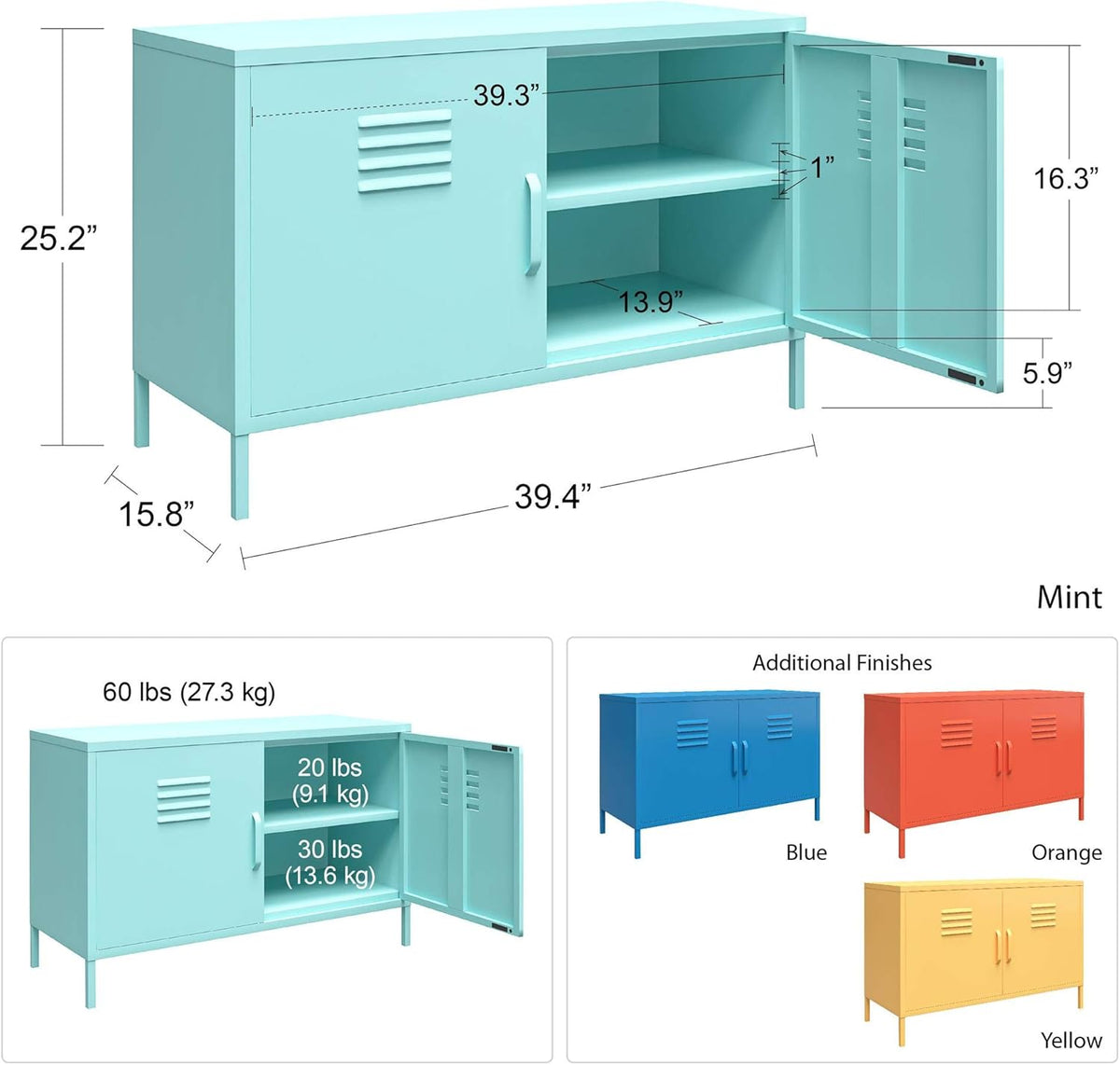 2 Door Metal Locker Accent Cabinet O315040