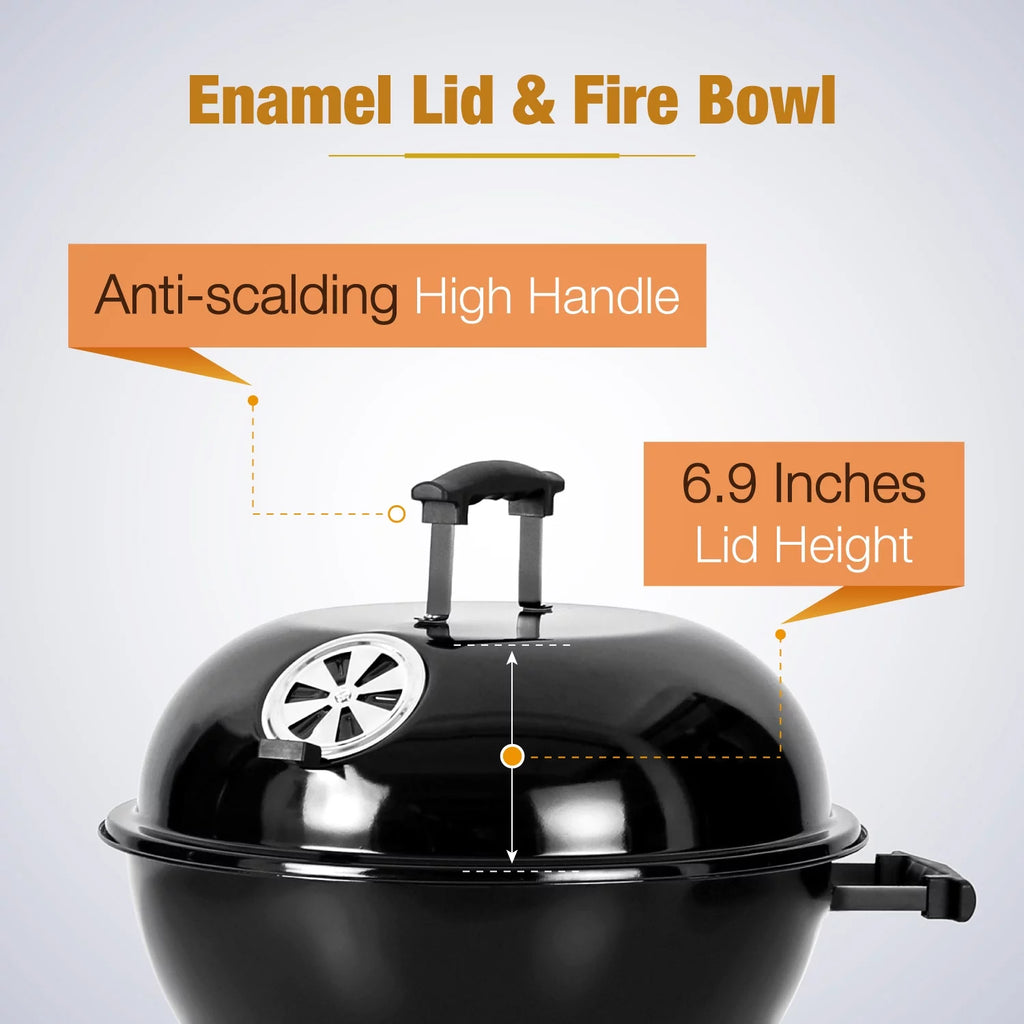18" Portable Kettle Charcoal BBQ Grill Y425
