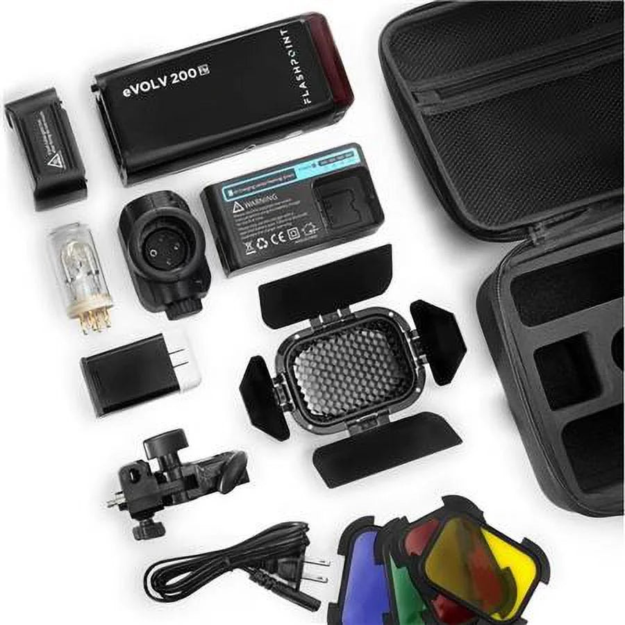 200 TTL Pocket Flash with Barndoor Kit and 34" Collapsible Silver Beauty Dish R413