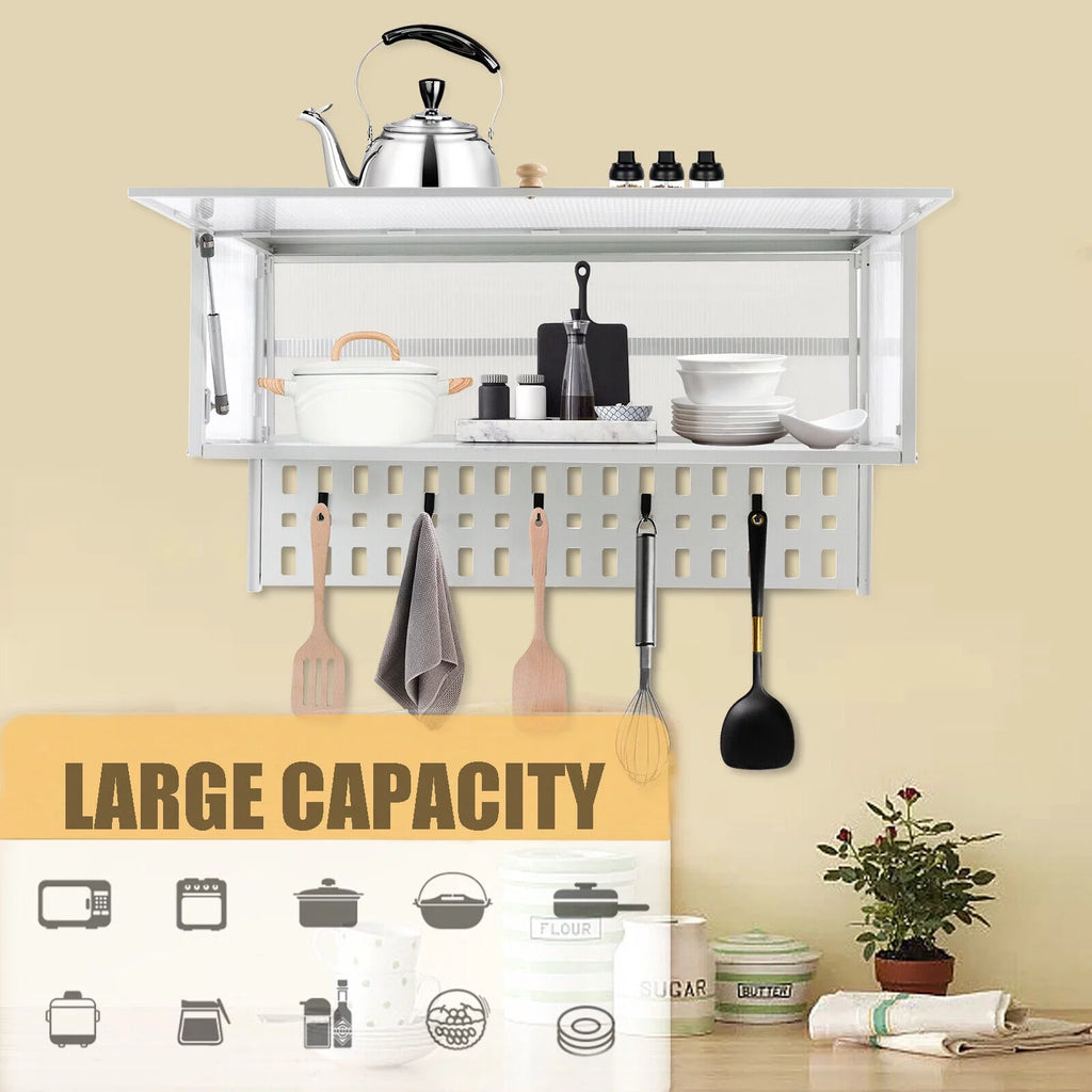 Wall-Mounted Cabinet with Storage Shelf White Translucent C131