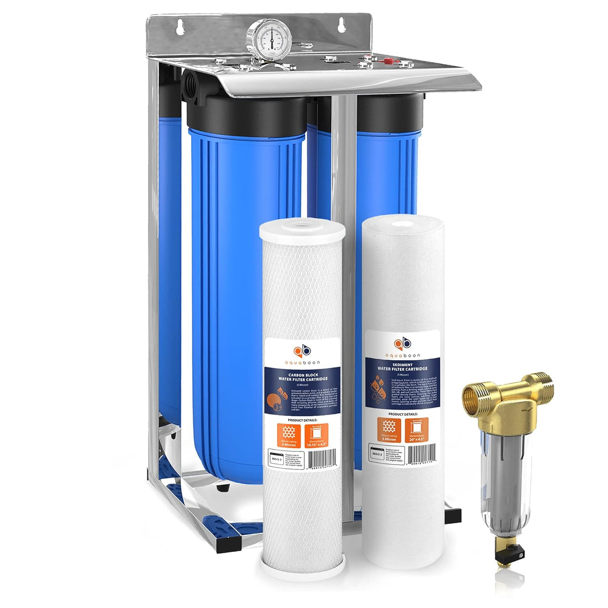 2-Stage Whole House Filtration System with Carbon Block and Sediment Filter Cartridges E5225