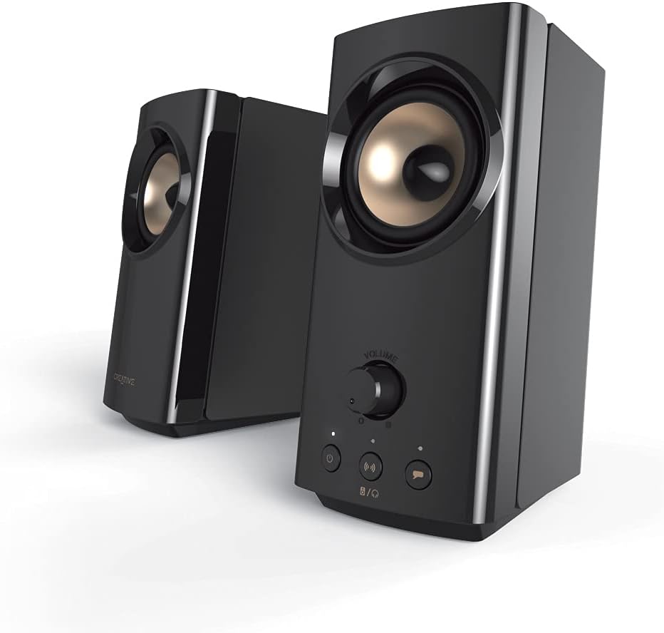 Compact Hi-Fi Desktop Speakers with Bluetooth 5.0 and Bass Control Q322077