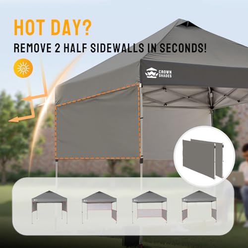 10x10 Pop up Canopy Tent with 2 Half Sidewalls and STO 'N Go Bag F582233