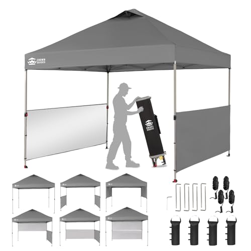 10x10 Pop up Canopy Tent with 2 Half Sidewalls and STO 'N Go Bag F582233