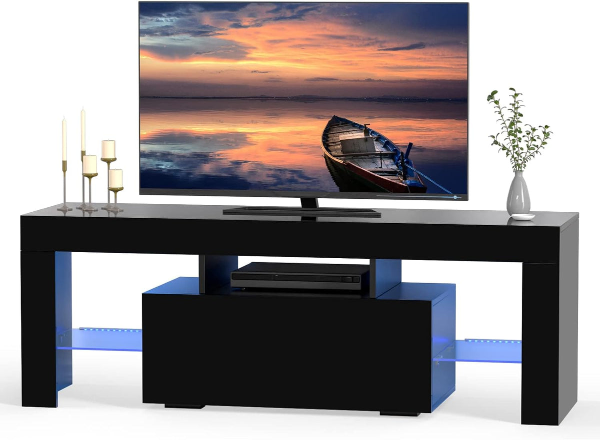51 Inch Black TV Stand with LED Light E417000