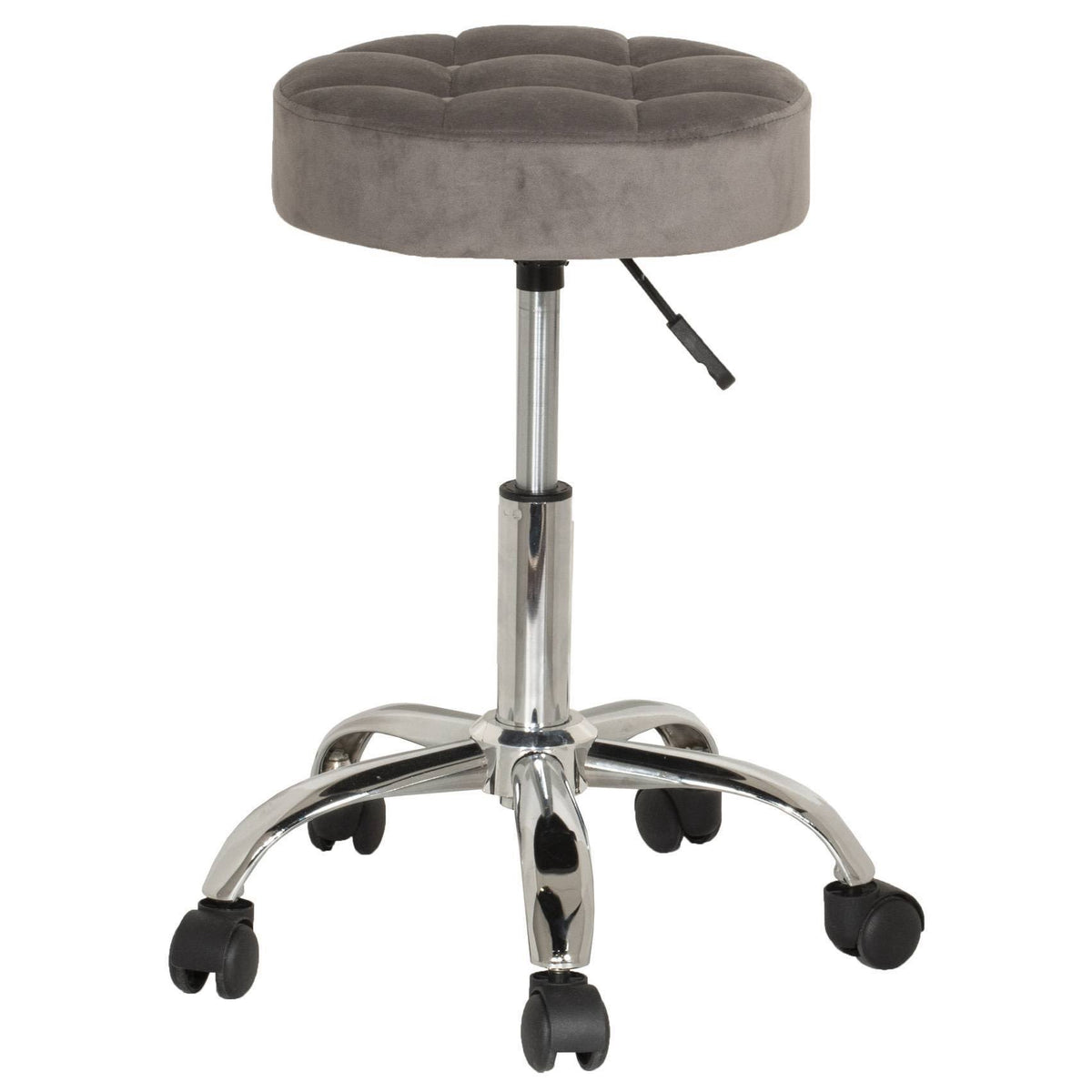 Gray Velvet Tufted Adjustable Stool with Casters Z300