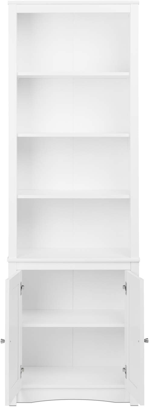 White Tall Bookcase with 2 Doors E436