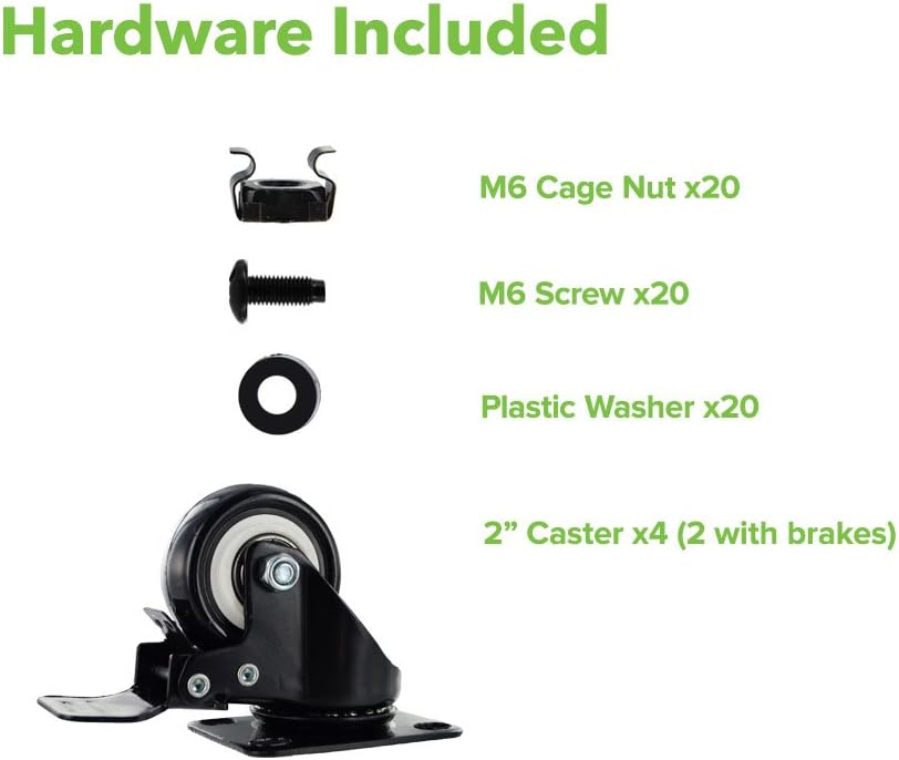 4ft 22U 2-Post Network Server Rack with Casters H586032