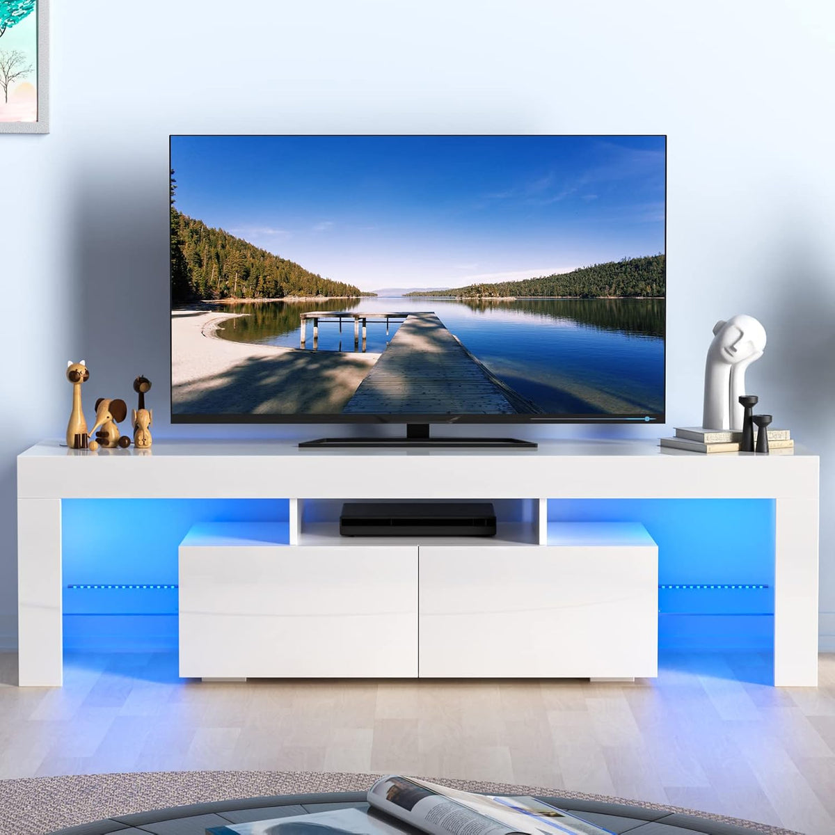 51 Inch Black TV Stand with LED Light E417000