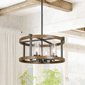 4-Light Wagon Wheel Chandelier Seeded Glass W945