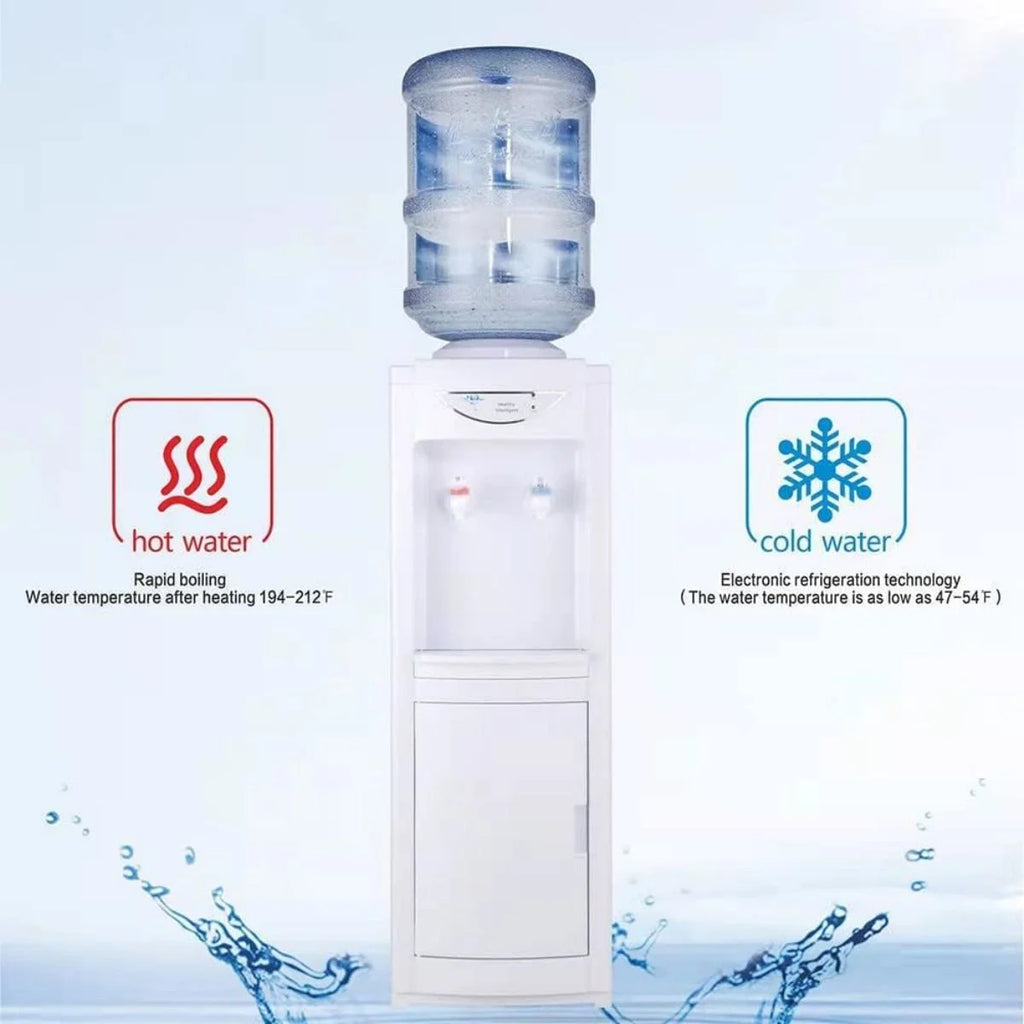 5 Gallon Top Loading Hot & Cold Water Dispenser with Storage Cabinet White O9130
