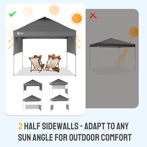 10x10 Pop up Canopy Tent with 2 Half Sidewalls and STO 'N Go Bag F582233